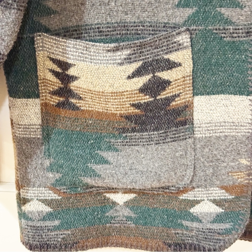 Vintage Karen Kane Shawl Collar Wool-Blend Blanket-Style Tribal Jacket S - Picture 5 of 9